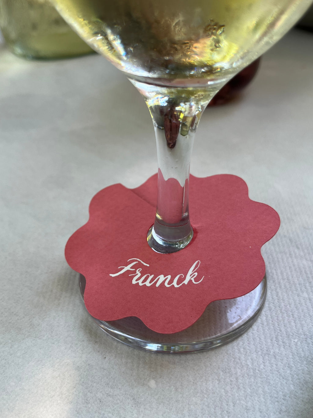 Marque-verres — Papier découpé calligraphié