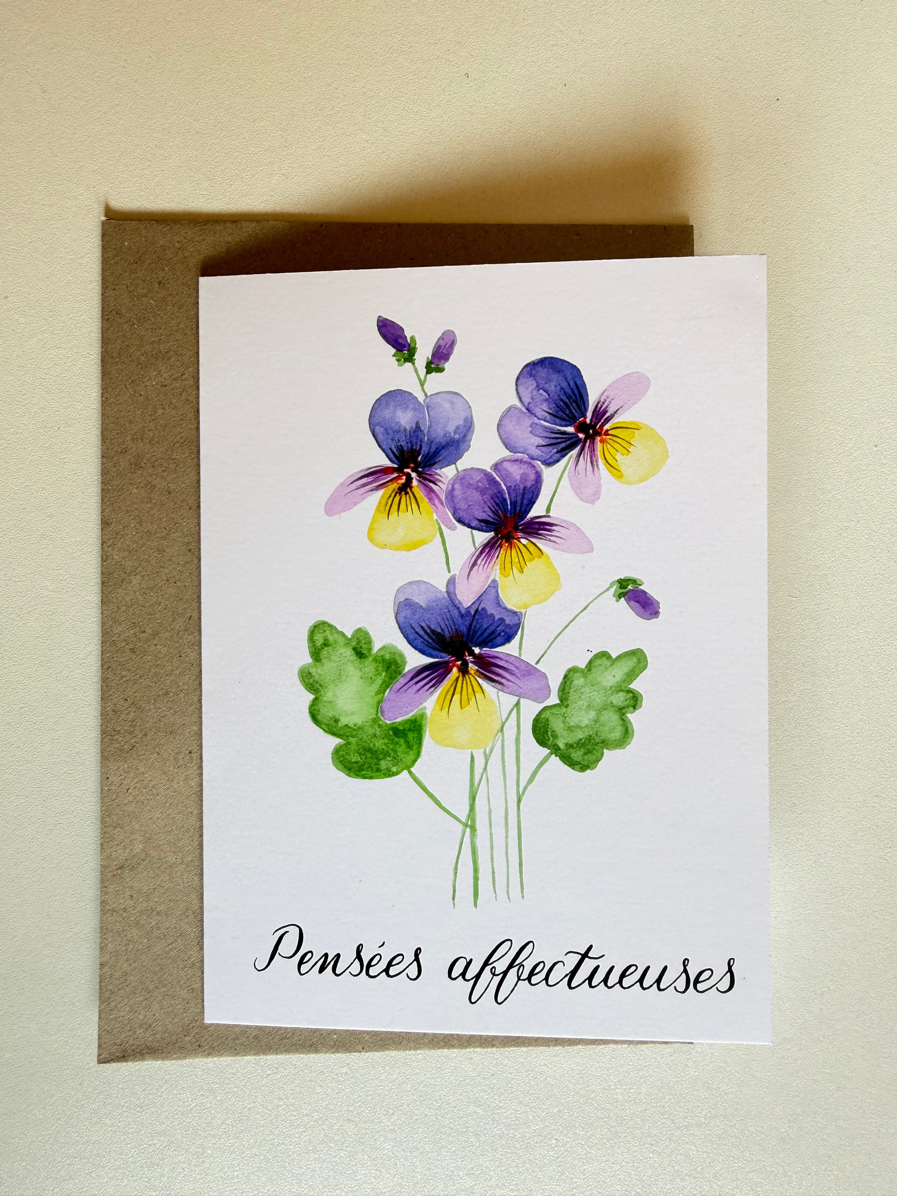 Carte Pensées pliable – Moments Fleuris