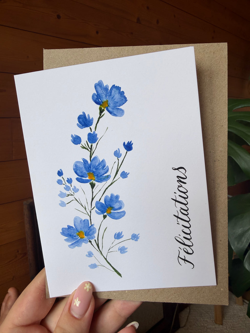 Carte Myosotis pliable – Moments Fleuris