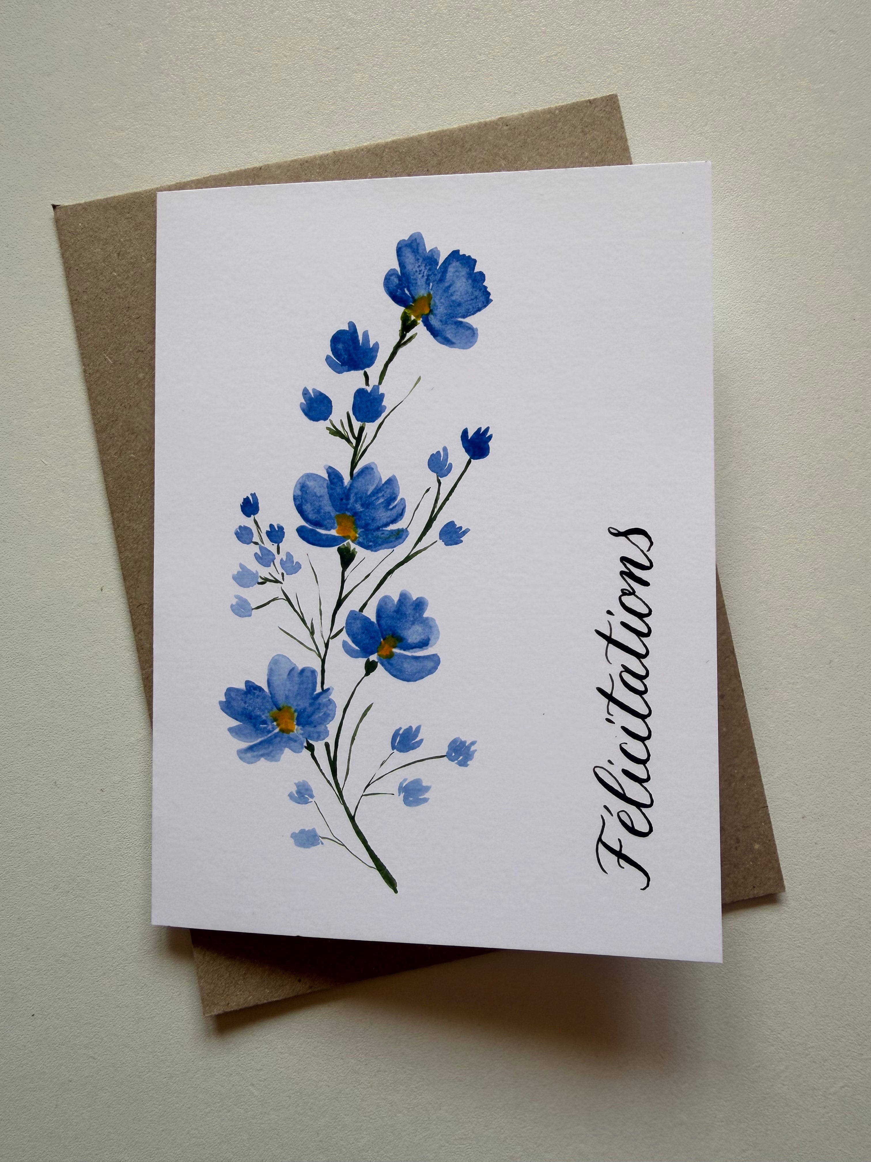 Carte Myosotis pliable – Moments Fleuris