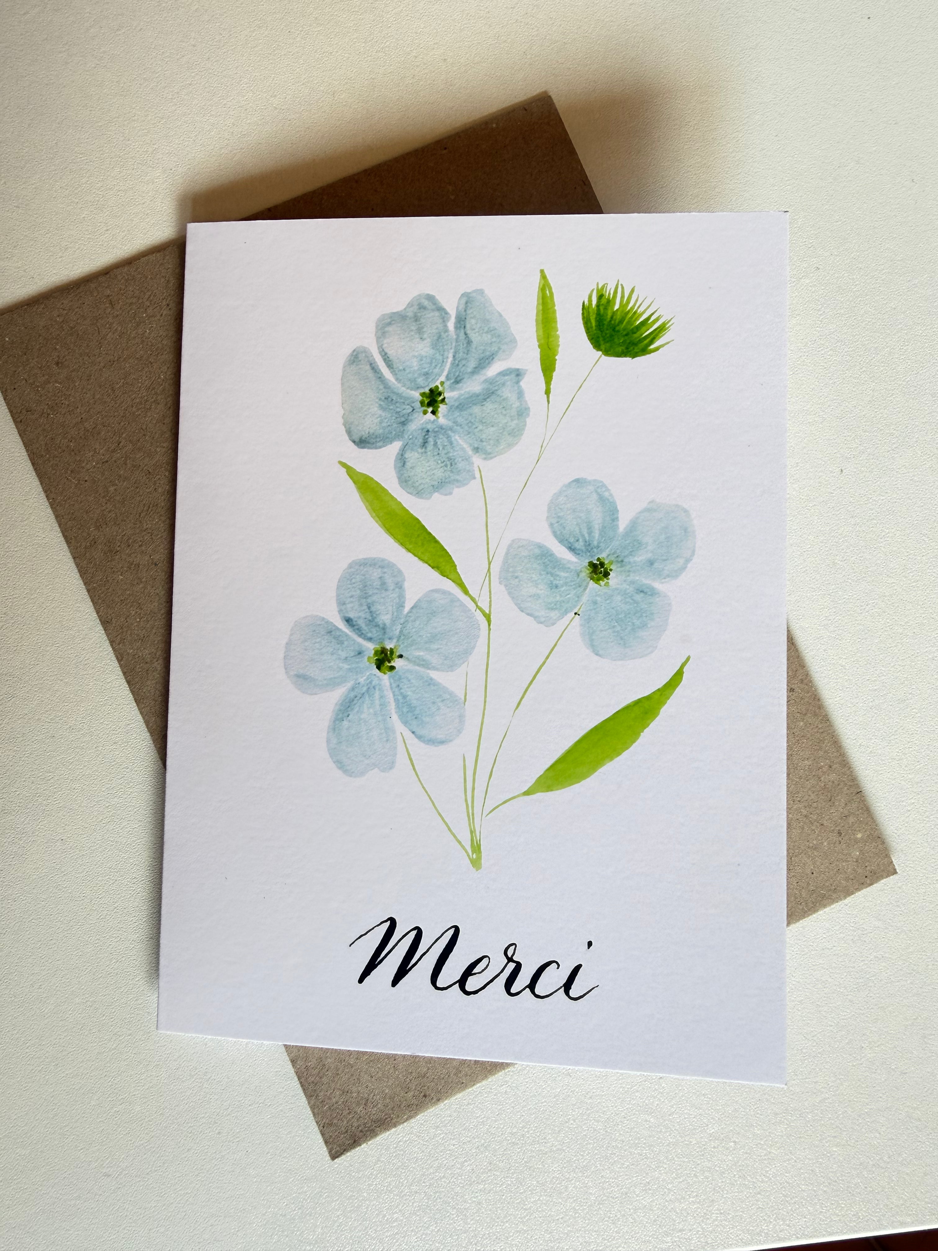 Carte Fleurs de Lin pliable – Moments Fleuris