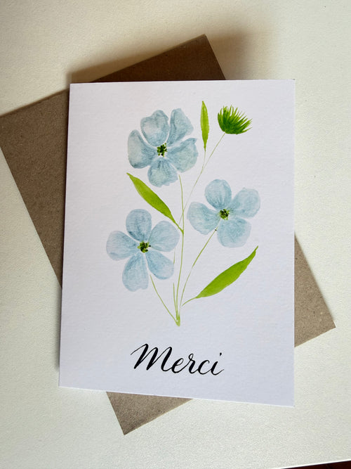 Carte Fleurs de Lin pliable – Moments Fleuris